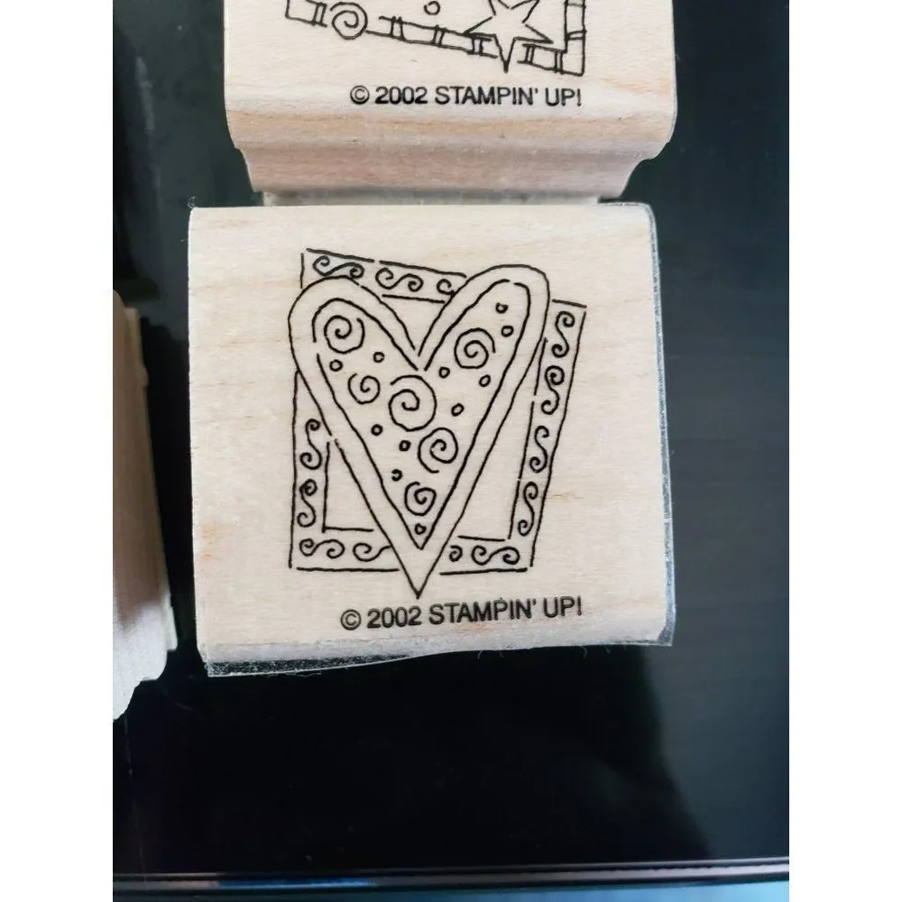 Stampin'‎ Up 2002 Birthday Wooden Mounted Stamps Set Of 4